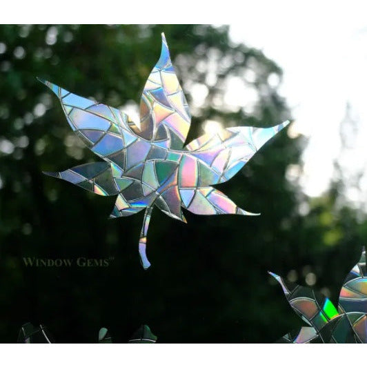 Mixed Leaves Window Gems Decals-Set of 9 Decals