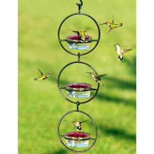 Recycled Glass and Metal Hanging Sphere Hummingbird Feeder