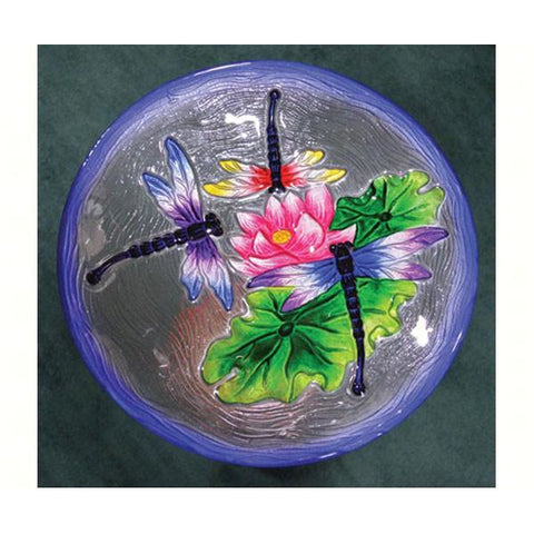 Image of Dragonfly Glass Bird Bath