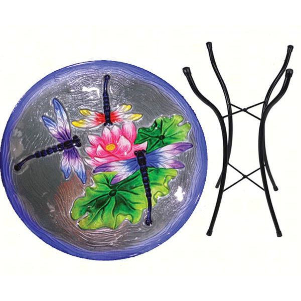 Dragonfly Glass Bird Bath