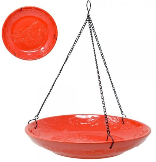 Cardinal Ceramic Hanging Bird Bath