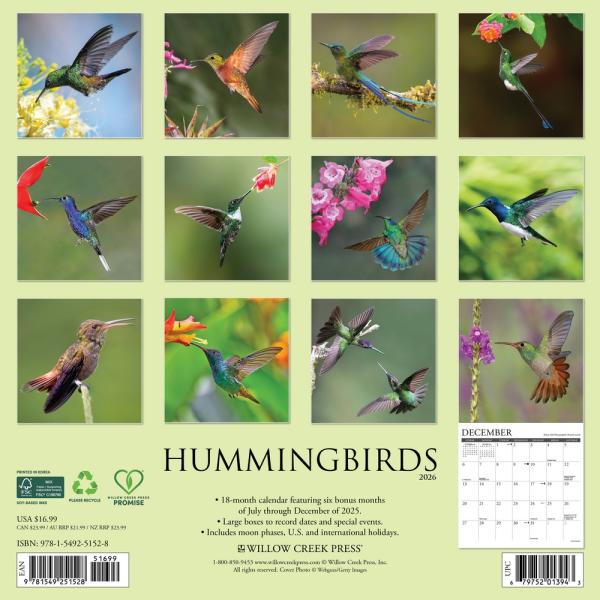 Hummingbird Calendar from Willow Creek 2026