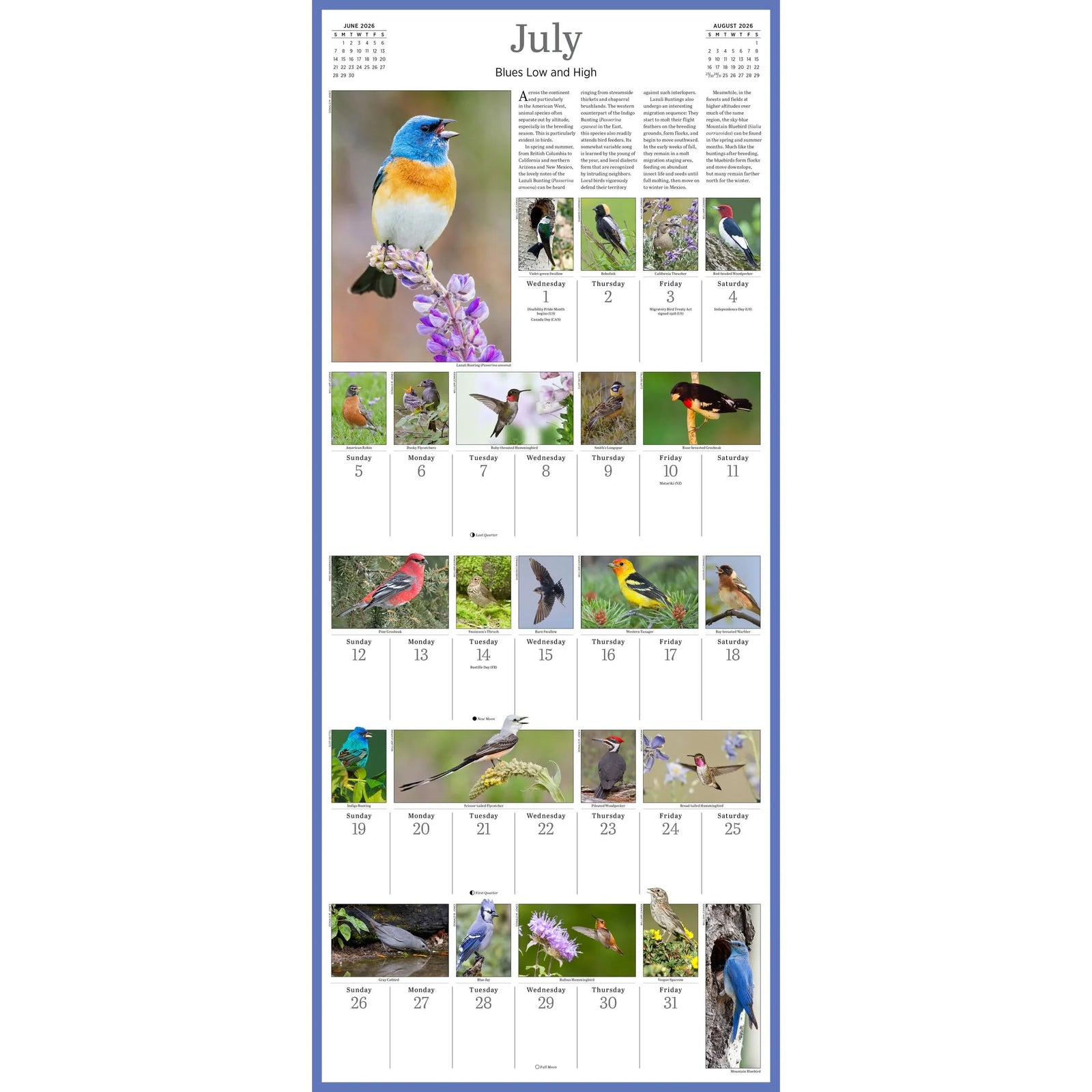 Audubon Songbirds Calendar 2026