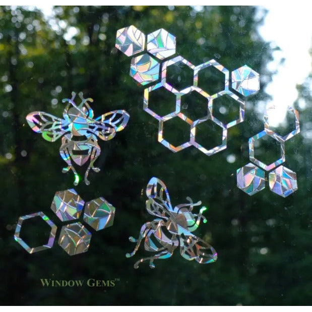 Honey Bee Window Gems Decals-Set of 15 Decals