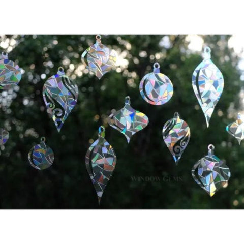 Image of Holiday Ornaments Window Gems Decals-Set of 12 Decals