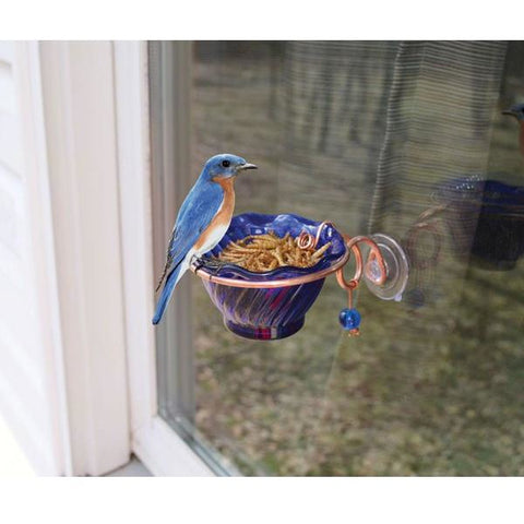 Copper Bluebird Window Mealworm Feeder