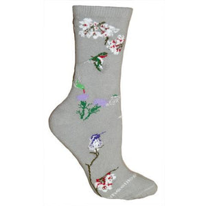 Hummingbird Socks on Gray from Wheelhouse