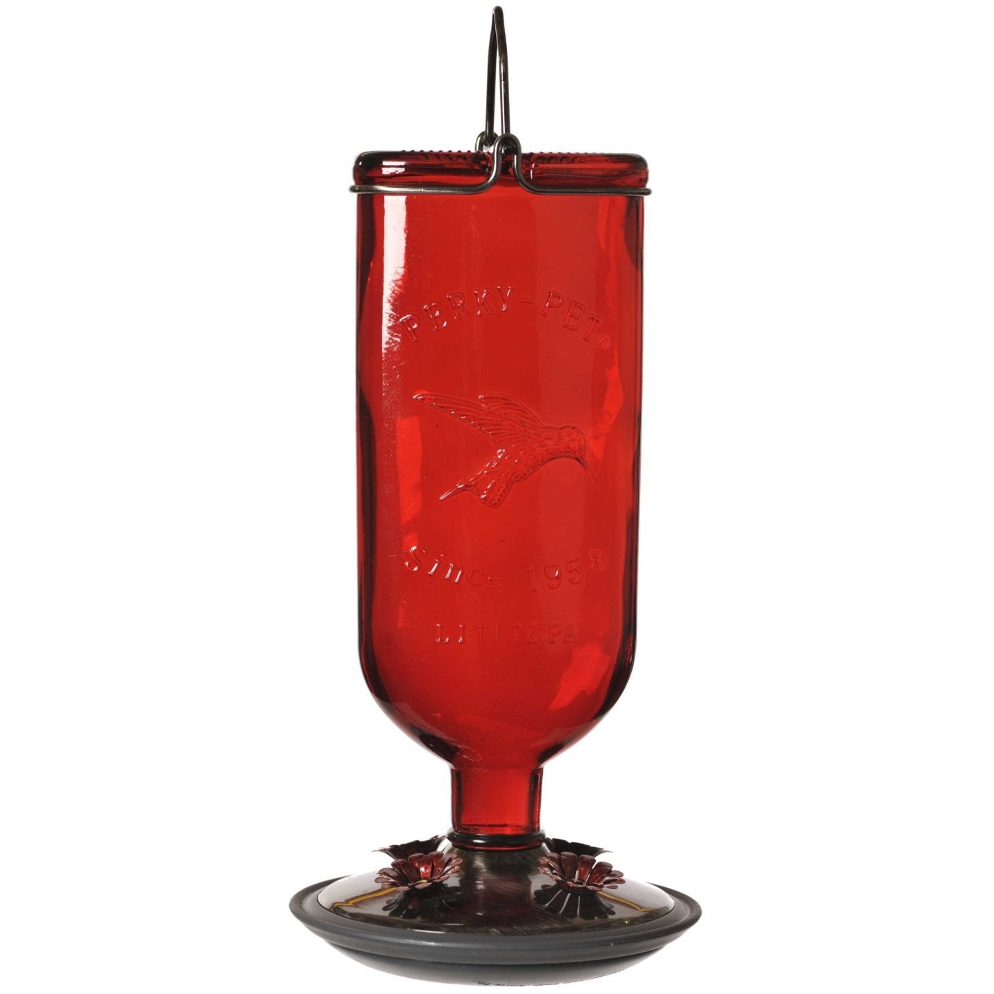 Perky Pet Antique Glass Bottle Hummingbird Feeder