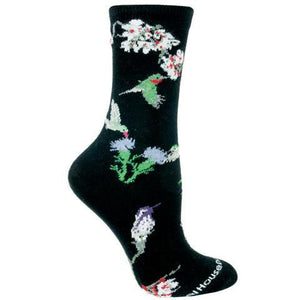 Hummingbird Socks on Black from Wheelhouse