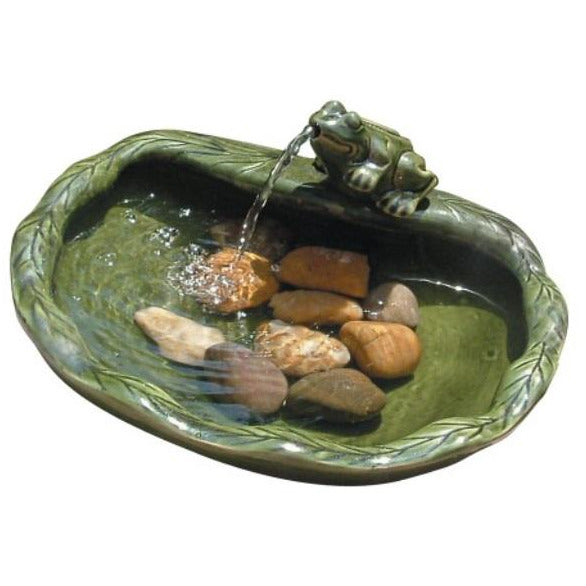 Ceramic Solar Frog Fountain